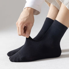 Men's Basic Mid-Calf Socks, 6 Pairs in a Pack, Black, White, Gray, Navy Blue Versatile Color Scheme, Breathable and Durable Fabric, High Elasticity Without Constricting the Feet, Essential for Commuting and Sports, Holiday Gi