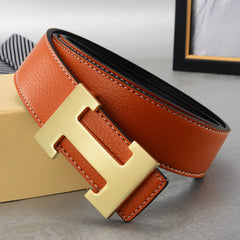 Men's belt with lychee pattern and smooth buckle HFashionable, casual, trendy, and versatile Middle-aged and young men's belts