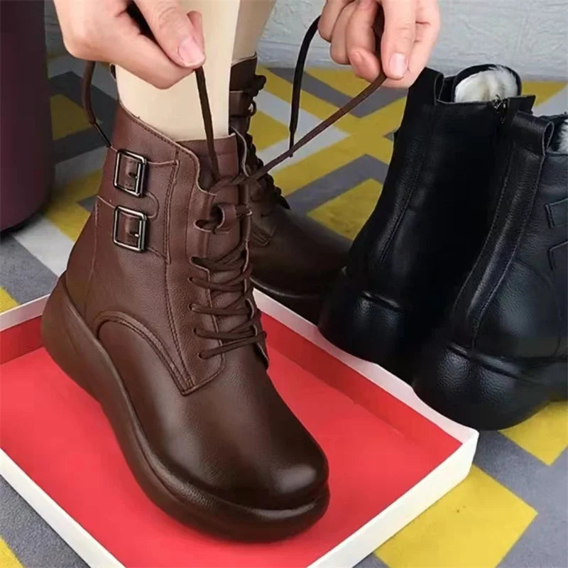 Womens England Style Ankle Boots Retro Fashion Design