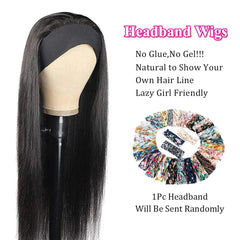 Headband Wig Human Hair Bone Straight Human Hair Wigs Full Machine Made Peruvian Human Hair Wigs For Black Women Easy to Go