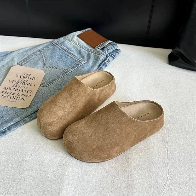 Flats Mules Shoes Women Suede Slingback Slippers Fashion Sandals New Outdoor Beach Dress Slides Casual Comfort Female Zapatillas