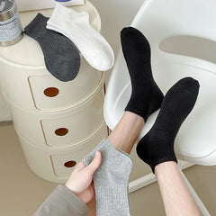 Men Socks Cotton Socks For Men Solid Color With A Low Tube Summer Mesh Breathable Short Socks Black All-Match Soft