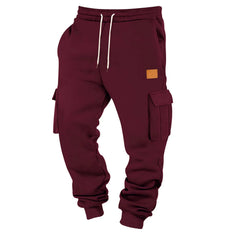 Men's Cargo Pants New Casual Loose Autumn Winter Straight Baggy Pants Multi-Pockets Solid Color Pinting Sweatpants ﻿
