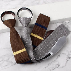 Wedding Ties For Man Fashion Black Neckties White Dress Shirts Collar Ties Gifts Zipper Knitting tie For Men Clothes Accessories