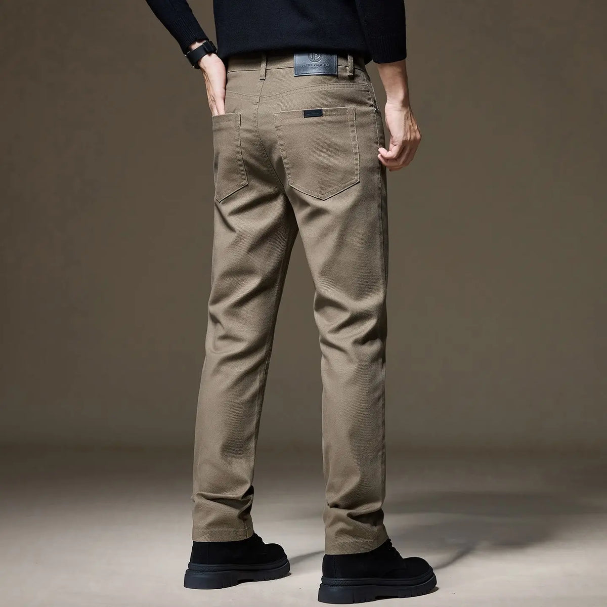 Mens Casual Cotton Pants Straight Business Work Trousers