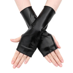 Men Women PU Mittens Gothic Punk Leather Gloves Black Gloves Dress Up Halloween Cosplay Hip-Hop Dance