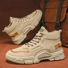 Men's High Top Boots Platform Casual Shoes Non Slip Comfortable Hiking Boots for Men Outdoor Working Shoes Lace-up Ankle Boots