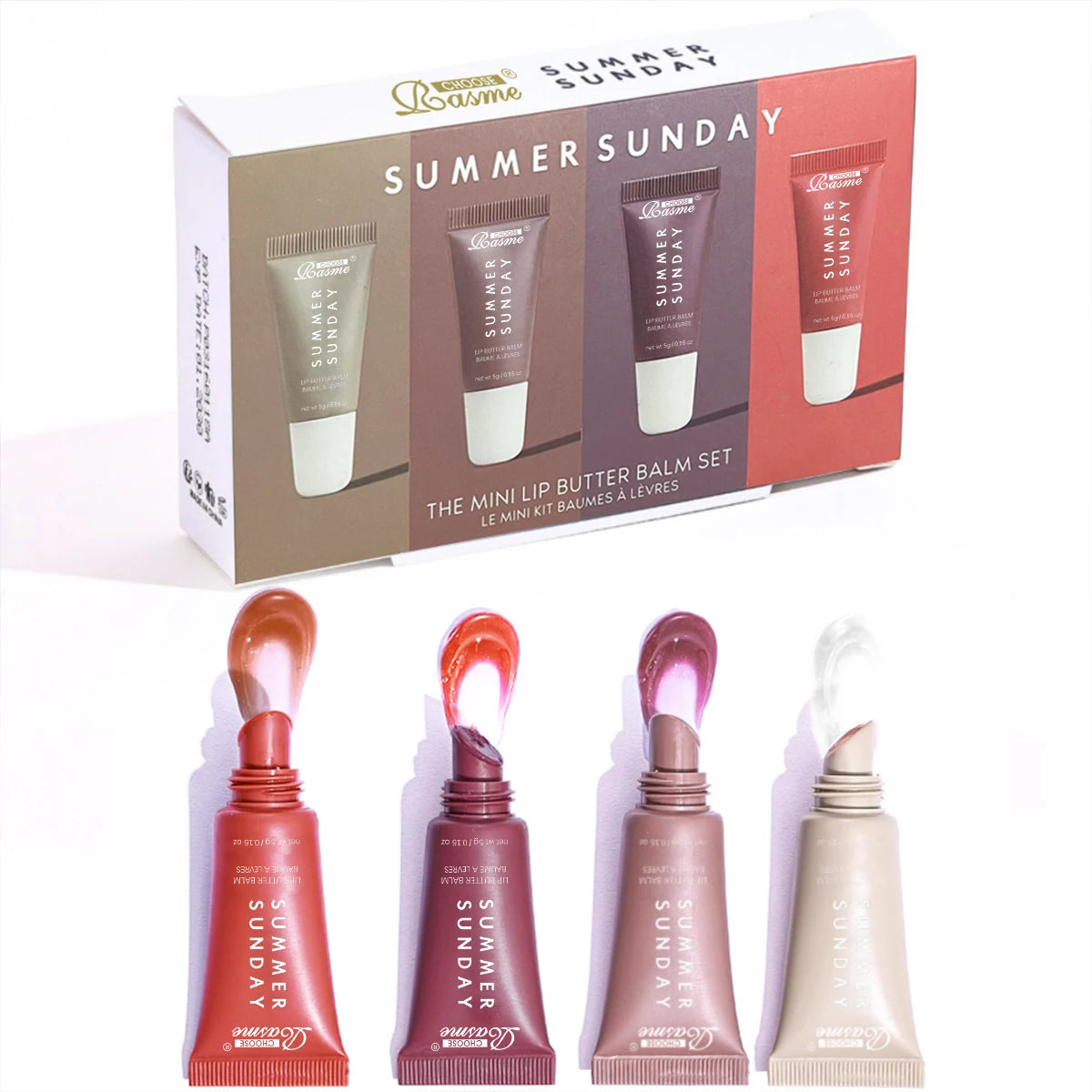 4-piece Lip Gloss Set Complete, Exquisite, Practical, Comfortable, Moisturizing, Natural, Portable Makeup Set