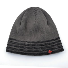 Men's Skullies Beanies Knitted Striped Hats Men Winter Thick Beanie Hat Double Layer Solid Color Velvet Warm Bonnet Cap