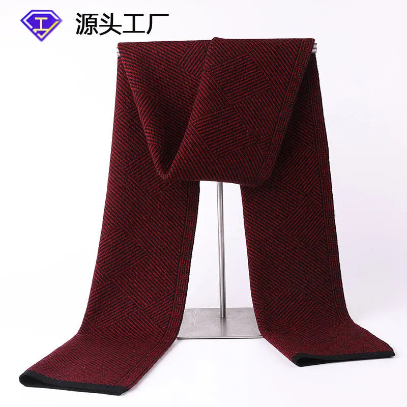 100% Wool Scarf Man Scarves Hickened Thermal Bib Birthday Present Gift for Father's Day Accessory Hijab