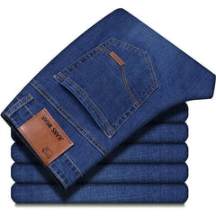 Men Fashion Straight Jeans Men New Stretch Slim Fit Pants Comfortable Soft Business Denim Trousers Male Brand Clothing
