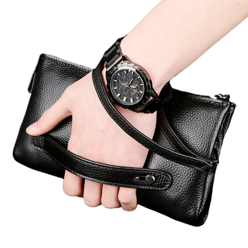 2025 Hand Bag Men Real Cowhide Korean Lock Clutches Male Authentic Luxury Brand Pouch Wallet Clutch Bags Clamping Sack handbags