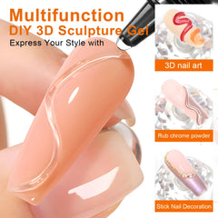 10ml 3D Nail Art Gel - DIY Designs,Waterproof Sculpting gel，Waterproof Nail Art Design Gel for Intricate Carvings & Shapes