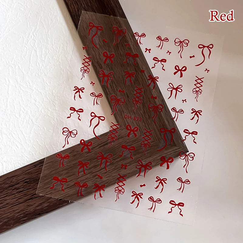 1 Sheet Bowknot&Ribbon Nail Stickers Kawaii Bow Tie Self-Adhesive Nail Art Decals DIY Manicure Decor Bowknots Sticker