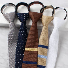 Wedding Ties For Man Fashion Black Neckties White Dress Shirts Collar Ties Gifts Zipper Knitting tie For Men Clothes Accessories