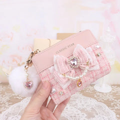 Women's Cute Wallet Female Lolita Small Short PU Leather Purse Ladies Card Holder Money Bag Fashion Blow Wallet Girls Gift