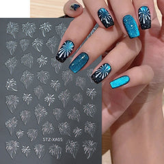 Nail Fireworks Stickers Flash Multicolour Decoration Stereoscopic Self-Adhesive Nail Salon Nail Accessories DIY