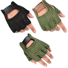 R6FE 2pack Durability Men's Mittens Half Finger Wools Leather Gloves Outdoor Sports for Gym, Motorcycle Cycling, and Outdoors