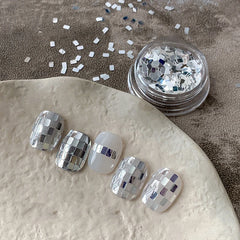 Nail Glitter& Jewelry Minimalist And Sparkling Light Luxury Style Armor Style Decoration Materials 1 Jar Square Silver
