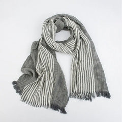 Luxury Cotton Linen Yarn-dyed Winter Men Scarf Tassel Autumn Winter Warm Striped Men's Scarves Soft Male Accessories