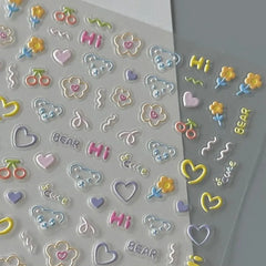 2025 Cute Nail Sticker Cartoon Self Adhesive Cartoon Stickers Nail Art Decoration Multifunction Decal Nail Art Sticker