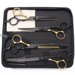 6 Inch Professional Dual Use Scissors for Hair Cutting and Pet Grooming Straight Curved Thinning Comb Stainless Steel Salon