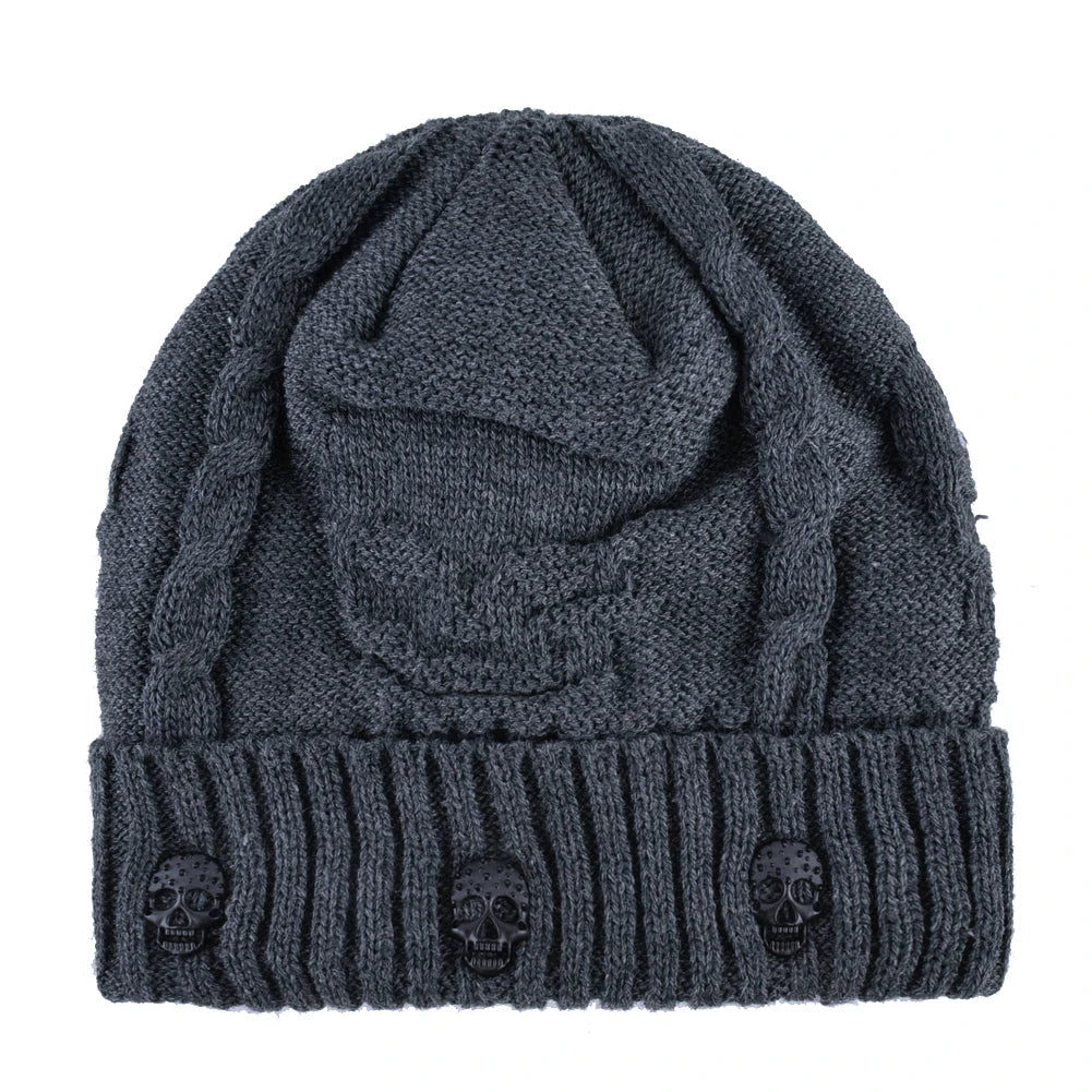 Mens Skullies Winter Hat Beanies Knitted Wool Hip Hop Stocking Hat Plus Velvet Rasta Cap Skull Bonnet Hats For Men