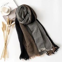 Designer Patchwork Men Scarf Cotton Linen Autumn Winter Men's Scarves Warm Neckerchief Pashmina Casual Male Bufandas Shawls