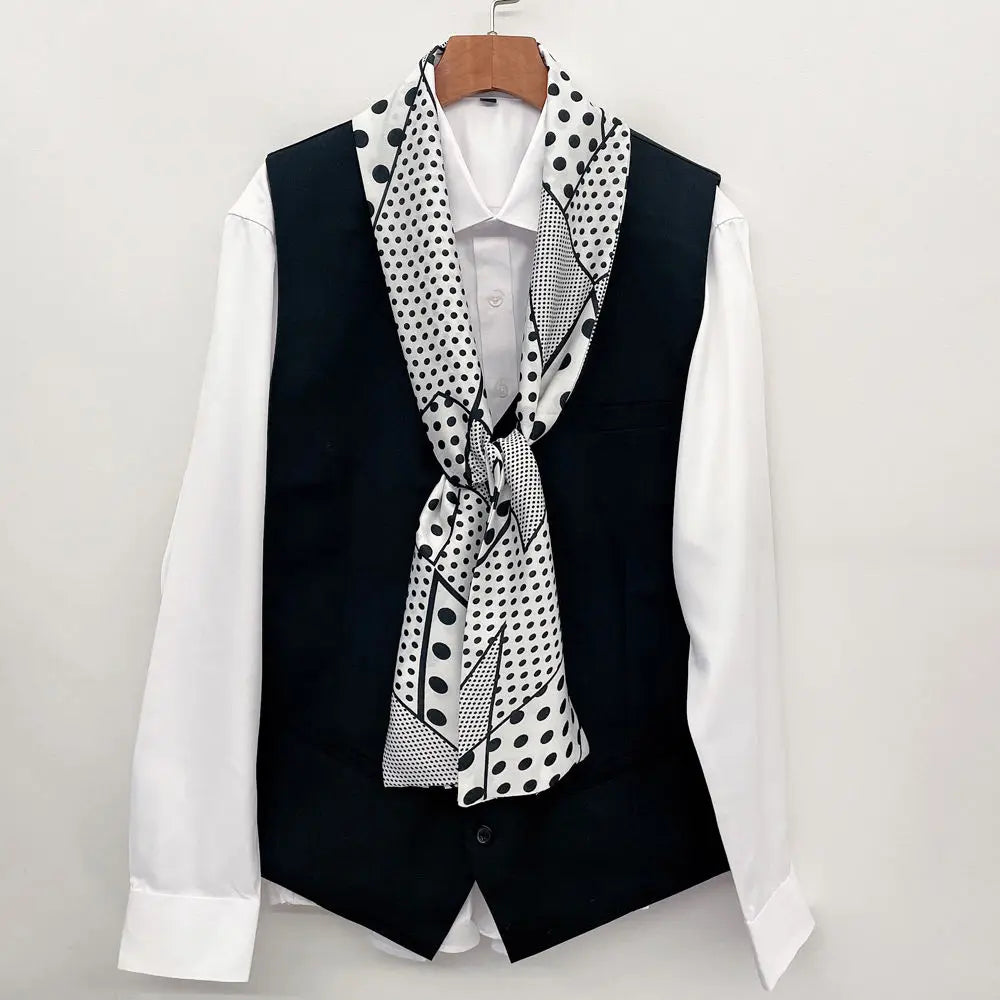 Mens Long Silk Scarf Fashionable Narrow Neck Scarf