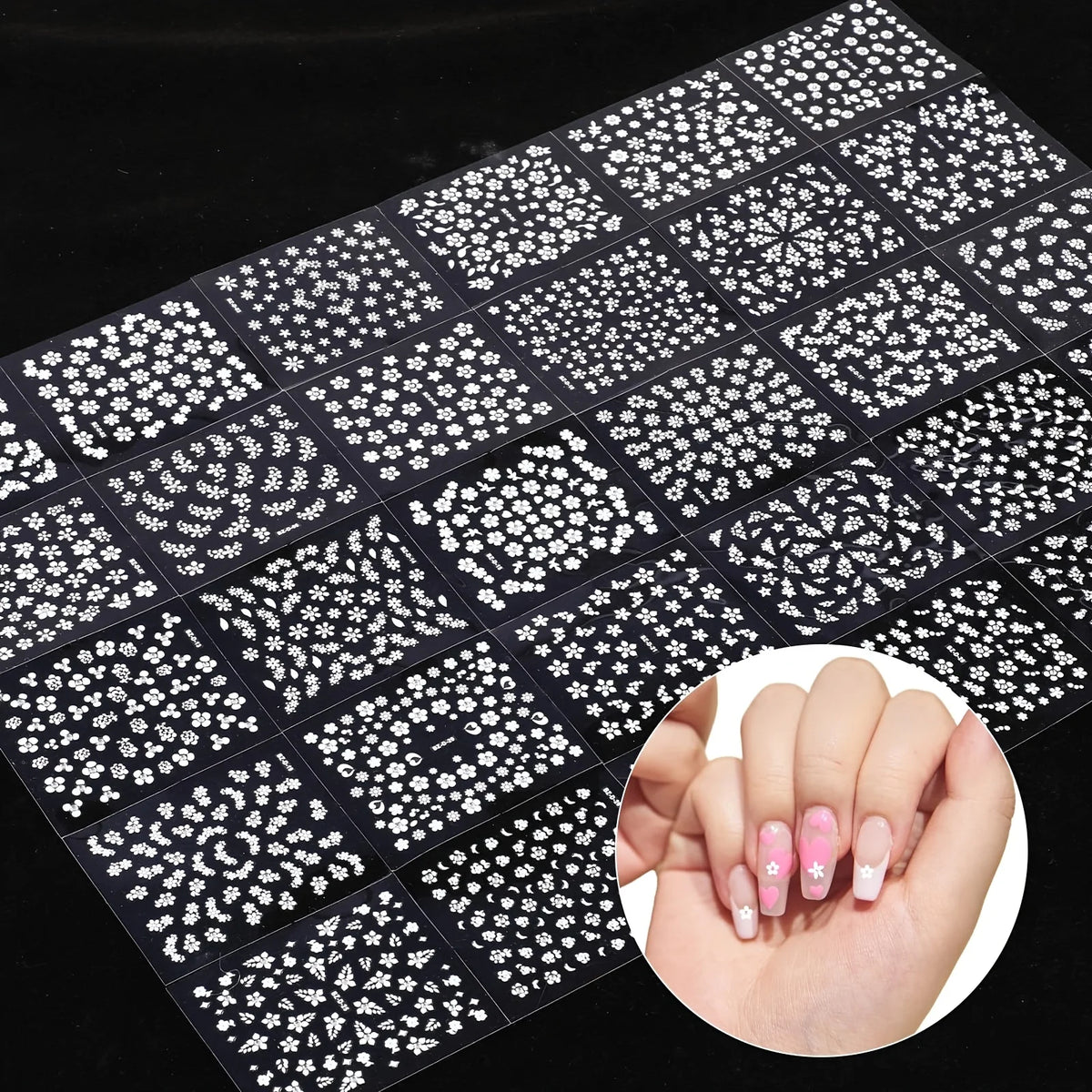30 Sheets White Flower Nail Stickers White Nail Stickers White Flowers Nail Stickers for Nail Art Manicure Decoration Stickers,