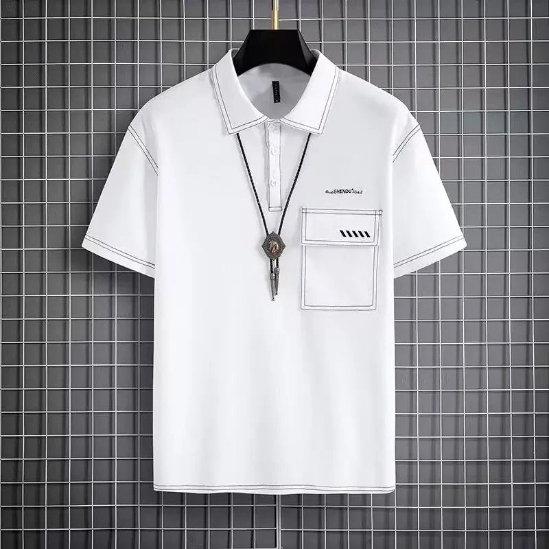 Polo Shirts White T Shirt for Men Graphic Man with Collar Tee Embroidery Top Basic Xl Stylish New in Tops & Tees Cheap Slim Fit