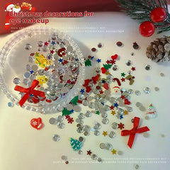 1 Box Cartoon Christmas Series Nail Charms Sequin Santa Claus Bow Rhinestone Nail Art Decoration Eye Makeup Decoration DIY