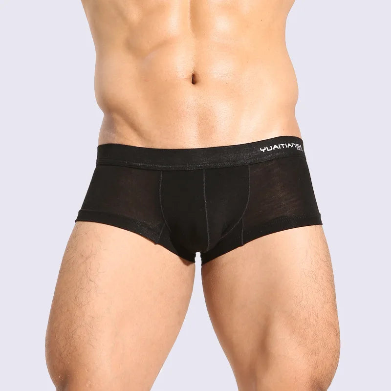 Mens Sexy Modal Underwear Soft Boxers Men Low Rise U Convex Pouch Boxers Underwear Men Stretch Breathable Shortboxers Underpants