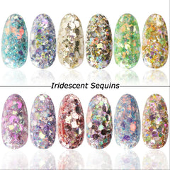 Mirror Iridescent Mixed Hexagon Nail Glitter Sequins Holographic Spangles Flakes Nail Art Powder Gel Polish Manicure Accessories