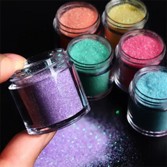 6 Colors Glitter Candy Sugar Sand Loosen Powder Dust Woolen Nail Art Powder 10ml Per Jar