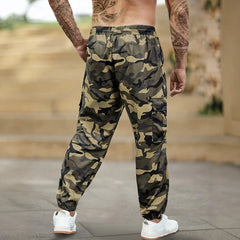 [Trendy Camo Cargo Pants] Camo Cargo Pants - Men's Trendy Casual Regular Fit Trousers With Side Pocket For Outdoor Activities