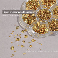 7 Grids Silver Gold Pearl Nail Art Decorations White Half Round Flat Bottom Mixed Size Nail Art Diy Accessories