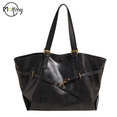 Tote Bag Designer Retro PU Leather Shoulder Handbag for Women Winter Trend Y2K Fashion Handbags Females Travel Luxury Tote Bags