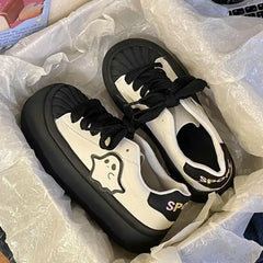 Shoes for Women High on Platform Round Toe Woman Footwear Trends Comfortable and Elegant Walking Aesthetic Vulcanized Shoe