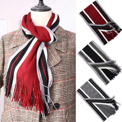 High Quality Men's Shawls Business Affairs Scarves Male Echarpe Warm Winter Striped Scarf Fringed Muffler Scarf Tassel Scarf