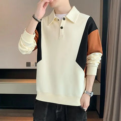 Polo T Shirt for Men Winter Pullovers Oversize Man Sweatshirt Formal Big Size Business With Collar Elasticity Emo Streetwear S