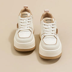 Women's casual single shoes women's height increasing shoes  women's round toe thick soled white shoes