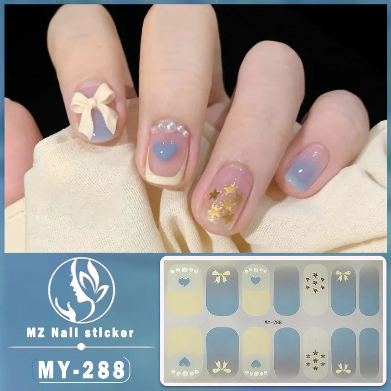 Nail Sticker Full Cover Waterproof Nail Art Manicure Decoration Sweet DIY Nail Decail Rhinestones Self Adhesive Manicure INS 3D