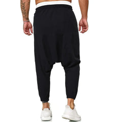 Men's Harem Pants Drop Crotch Japanese Streetwear Individualized Design Track Pants Ankle Length Casual Oversized Pants