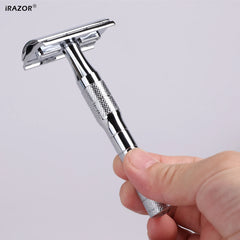 iRAZOR Double Edge Safety Razor Single Blade Shaver for Men & Women - Smooth Reusable Recyclable with 10 Original Steel Blades