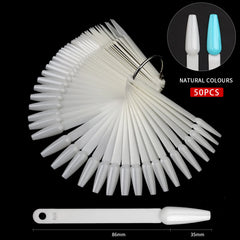 Nail Art Tools Color Chart 50Pcs Nail Tips Display Stand False Nails Showing Shelf for Practice Salon Use Transparent Natural