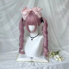 Cosplay Wig with Bangs Double Ponytail Curly Lolita Wig Women Costume Theme Carnival Anime Wigs Heat Resistant Synthetic Wig