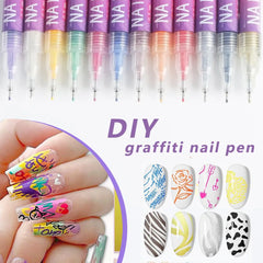 Nail Art Graffiti Pen Waterproof Acrylic Nail Paint Pen 3D Abstract Design Quick Drying Professional Nail Drawing Pencil