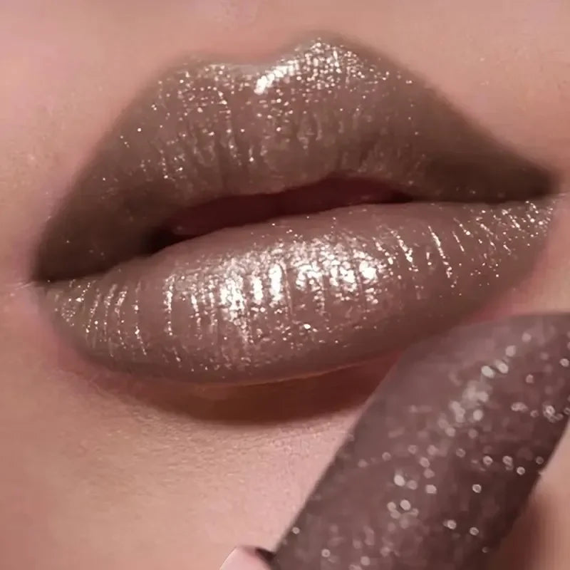 Metallic Pearlescent Lipstick, Long Lasting Waterproof Lip Makeup, Smooth Hydrating Formula for Plump Glossy Lips