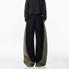 Mens Harem Pants Curved Contrast Color Casual Pants Streetwear Youth Personality Versatile Trendy Wide Leg Pants Men's Wear
